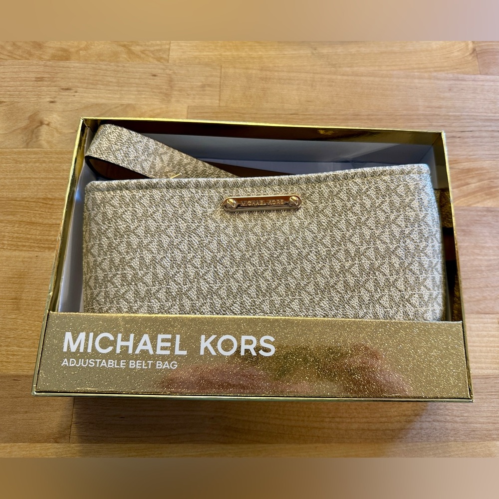 Michael Kors adjustable belt bag; Gold; NEW in Box with tags. Size small